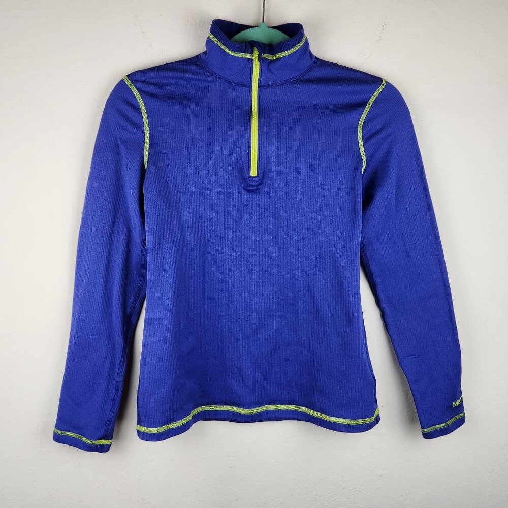 Marmot Blue Lightweight Waffle Knit 1/4 Zip Sweater sz XS *flawed*